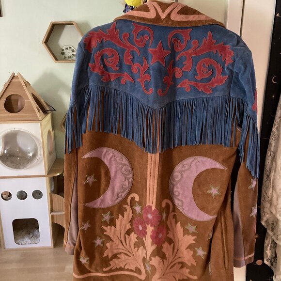 NWOT Free People Liza Leather Jacket Fringe Embroidered Western Suede Sz M $698 - Picture 5 of 6